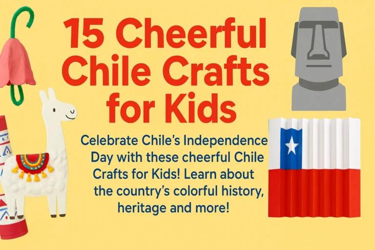 Celebrating another country’s culture is one of the best ways to help children understand the world beyond their own surroundings. And if there is one nation filled with color, history, music and stories, it’s Chile. Every year, Chileans celebrate their Independence Day on 18th September, a moment known locally as las fiestas patrias. It’s a week full of dance, food, traditional clothing, parades, outdoor gatherings, and pure joy. Even if you’re not physically in Chile, you and your kids can still experience the spirit of this celebration. One of the best ways is through hands-on art projects inspired by Chilean culture, landscapes and traditions. These cheerful Chile crafts for kids are fun, meaningful, and a great learning tool for home, school, activity clubs or holiday projects. Below is a detailed, SEO-friendly article featuring 15 craft ideas inspired by Chile’s history, national symbols, wildlife and heritage. Each craft is designed to be simple, safe and engaging for kids aged 4–12. To understand why these crafts are meaningful, it’s important to know the story behind the celebration. For centuries, Chile was under the rule of the Spanish Empire. Like many other colonies, the people sought autonomy and identity. The journey toward freedom began on 18 September 1810, a historic moment marking the formation of the first governing body led by Chileans themselves—ending the direct control of the Spanish Governor. Today, this date is a major national festival across Santiago, towns and villages, where citizens celebrate their heritage with pride. Crafts inspired by these traditions help children connect with culture through creativity. How Chile Celebrates Independence Day Chile’s Independence Day celebration is not a single event—it’s closer to a week-long festival. Families gather for barbecues, children dress in traditional attire, communities host music and dance programs, and food stalls fill open-air venues known as fondas. Kids often participate in flag-making activities, dance rehearsals and colorful school parades. Crafting Chile-themed projects can bring the same sense of joy, connection and curiosity into any classroom or home. 15 Cheerful Chile Crafts for Kids Below are 15 child-friendly Chile crafts that honor the country’s history, natural beauty and cultural symbols. You can easily adapt them for school projects, social studies, birthday themes or holiday workshops. 1. Chilean Bellflower Craft (National Flower) The national flower of Chile is the beautiful Lapageria rosea, which naturally grows in the forests of Southern Chile. Kids can recreate it using egg cartons, pipe cleaners and pink paint. It’s a fun way to learn about national symbols while practicing fine motor skills. 2. Paper Plate Llama Craft Llamas play an important role in Andean culture. Regions near Taira Valley feature centuries-old rock art showing how vital llamas were for transportation and wool. Children can make a fluffy llama using cotton balls, yarn and a paper plate decorated with vibrant patterns inspired by traditional textiles. 3. DIY Rainstick Inspired by the Atacama Desert Chile is home to the world’s driest desert—the Atacama Desert, where rain is extremely rare. Rainsticks, traditionally made from hollow cactus tubes filled with pebbles, created soothing sounds believed to call rain during rituals. Kids can build a safe version using cardboard tubes, foil, and rice. 4. Easter Island Moai Paper Sculptures Another iconic part of Chile is Easter Island, famous for its giant stone statues called Moai. Children can create 3D paper Moai figures using grey cardstock, markers and simple folding techniques. This introduces them to one of the world’s most mysterious archaeological sites. 5. Chile Flag Agamograph An agamograph is a picture that changes depending on the viewing angle. Kids can make one using alternating strips of red, white and blue paper to form the Chilean Independence Day flag. It’s a creative way to teach symmetry, color arrangement and national symbols. 6. Arpillera-Inspired Fabric Collage Arpilleras are traditional textile artworks created by Chilean women during difficult political times. They used fabric scraps to narrate stories of family, hope and community. Children can make their own small arpilleras using felt, buttons and glue, focusing on bright scenes like mountains, homes and fields. 7. Chilean Cueca Dance Ribbon Wands Cueca is the national dance of Chile. Kids can create ribbon wands using sticks and tricolored ribbons to mimic the lively handkerchief movements used in the dance. It adds a physical activity element to cultural learning. 8. Andes Mountain Landscape Craft The Andes Mountains stretch across Chile, creating breathtaking scenery. Children can craft layered paper mountains using gradients of blues and purples, adding snow caps and condors for an educational nature craft. 9. DIY Condor Puppet The Andean condor is a national bird with massive wings and symbolic significance. Kids can make condor puppets from brown paper bags, black feathers and white tissue paper to learn about wildlife conservation. 10. Chilean Rodeo Horse Craft Chilean rodeo is a traditional sport involving skilled horses and riders. Using clothespins and cardboard, kids can design miniature decorated horses that represent these beautifully trained animals. 11. Map of Chile Puzzle Craft Chile has a long, narrow shape that kids find interesting. Create a puzzle by drawing the map, dividing it into regions and letting children assemble the pieces while learning geography. 12. Volcano Eruption Model Chile sits on the Pacific Ring of Fire, home to many volcanoes like Villarrica Volcano. A simple baking-soda volcano helps kids learn geology while having fun. 13. Chilean Food Play Craft (Empanadas & Sopaipillas) Kids can create clay versions of popular Chilean foods, such as empanadas or round sopaipillas. This introduces them to cultural cuisine while encouraging pretend play. 14. Traditional Chilean Hat Craft The chupalla is a traditional hat made from wheat straw. Children can design their own mini hats using card paper and raffia, then decorate them with Chilean colors. 15. Storybook of Pablo Neruda (Child-Friendly Craft) Chile is known as the “country of poets,” especially because of writers like Pablo Neruda. Kids can create a handmade booklet inspired by his simple themes—nature, seashells, stars—to understand poetry through drawing and storytelling. Educational Benefits of Chile Crafts These crafts are not just fun—they’re educational. Children learn about geography, wildlife, literature, natural wonders and traditions. Crafting also enhances motor skills, creativity, observation and cultural awareness. It helps kids understand the world as a place filled with diversity, beauty and stories worth celebrating. Final Thoughts Introducing your children or students to Chile through crafts is a powerful and joyful way of teaching global culture. Whether it’s the mountains, deserts, flowers, animals or festivals, each project opens up meaningful conversations. These 15 cheerful Chile crafts for kids can be enjoyed on Chile’s Independence Day, at school cultural events, or simply as a weekend creativity session.
