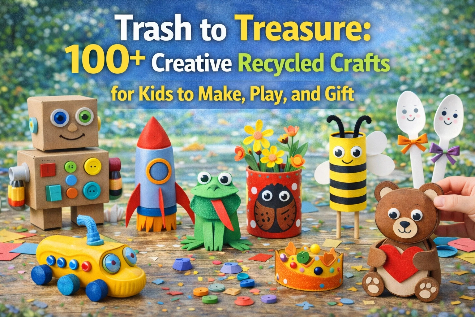 Trash to Treasure: 100+ Creative Recycled Crafts for Kids to Make, Play, and Gift