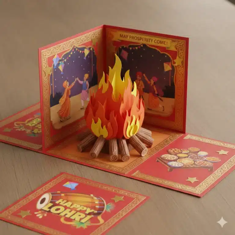 Gorgeous 3D Popup Card for Lohri: Light Up Your Celebrations with Creativity