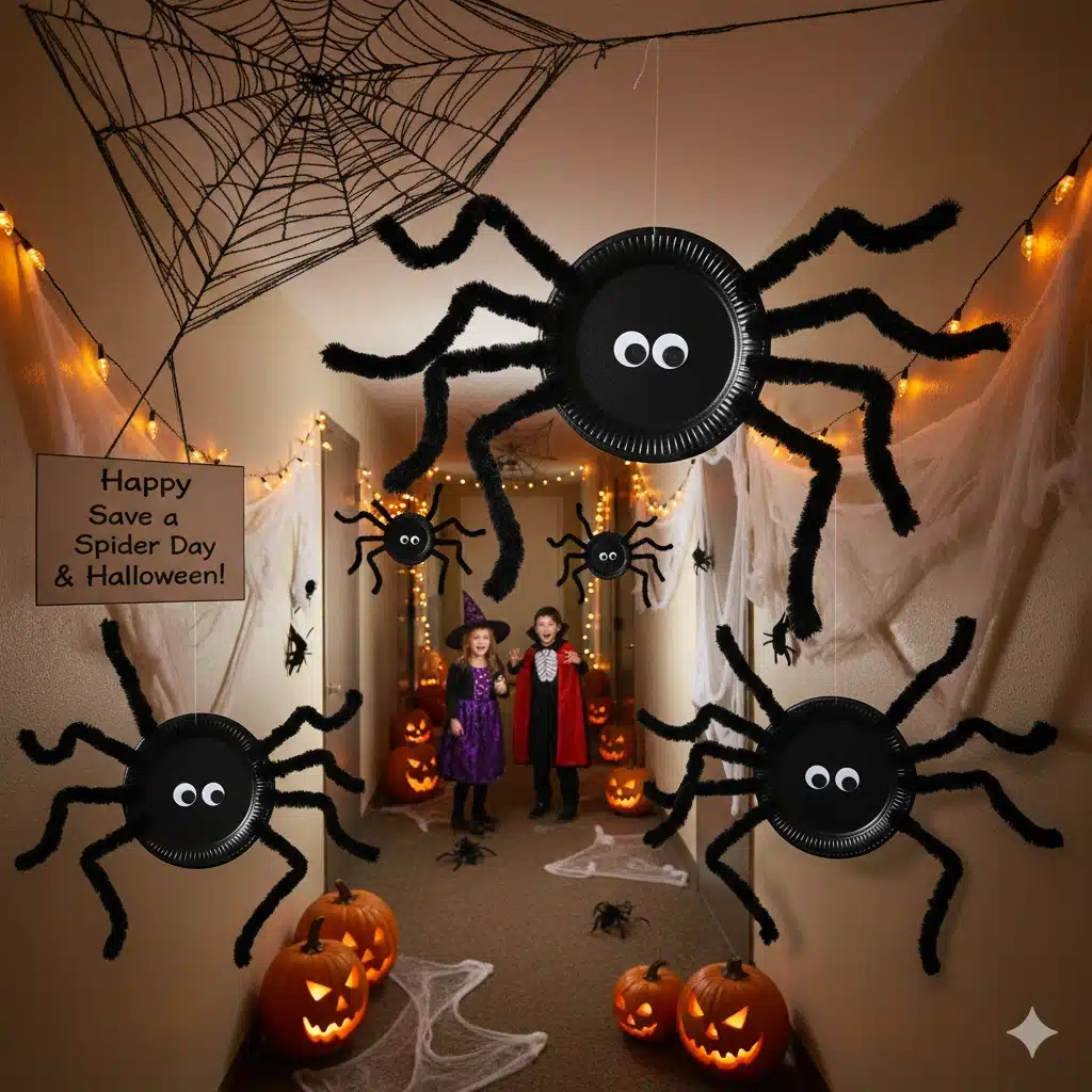 DIY Gigantic Styrofoam Plate Spiders