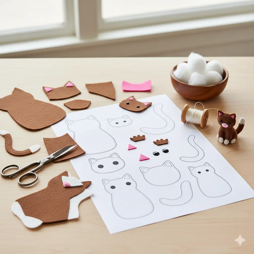 DIY Felt Cat Plushie: A Step-by-Step Guide with Free Template