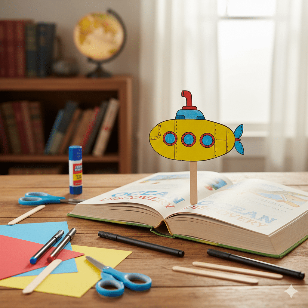 Superb Submarine Bookmark Papercraft for Kids: Dive into Reading!