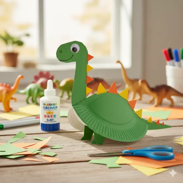 Cute Paper Plate Dinosaur Craft for Kids: A Prehistoric DIY Adventure